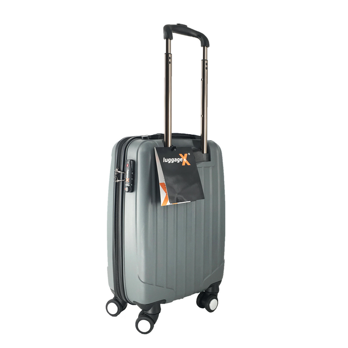 Silver Grey LuggageX Slimline Cabin Case
