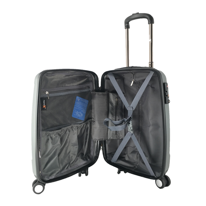 Silver Grey LuggageX Slimline Cabin Case