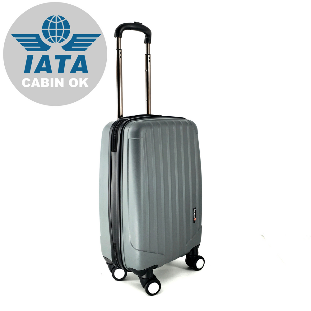 Silver Grey LuggageX Slimline Cabin Case