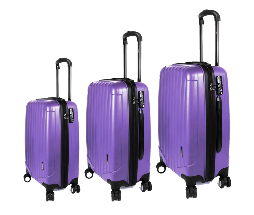 Purple hard top luggage set
